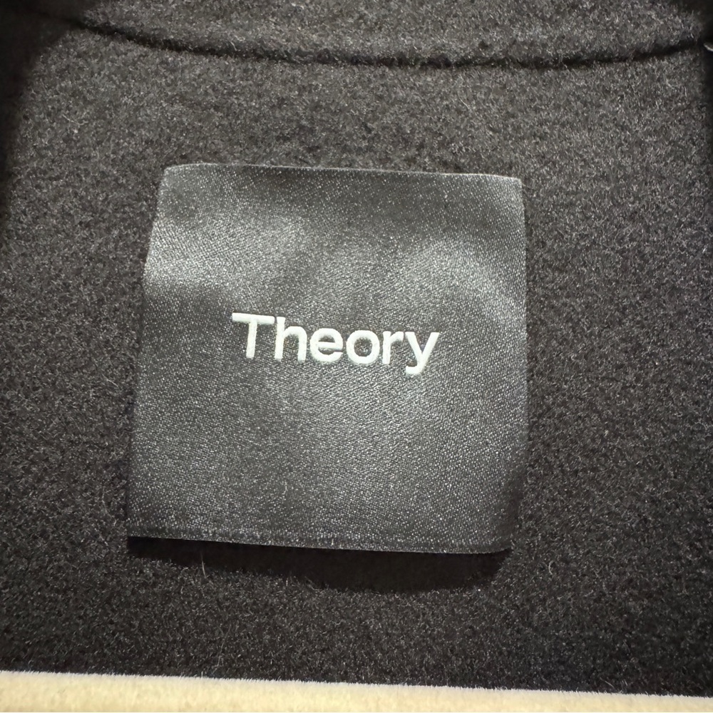 NWT Theory Long Wrap Belted Trench Coat Wool Cashmere Black Sz M - Picture 3 of 16